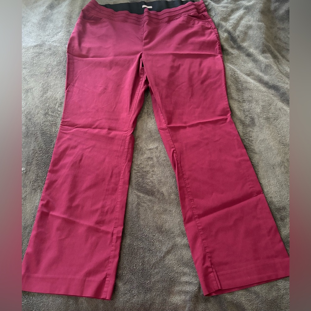 Maurices Maroon Plus Size Pull On Boot Cut Tall/Long Trousers
